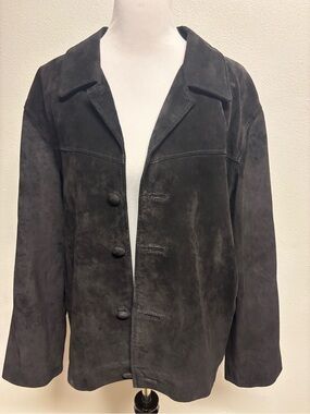 VINTAGE Classic Black Suede Button-Front Men's Jacket